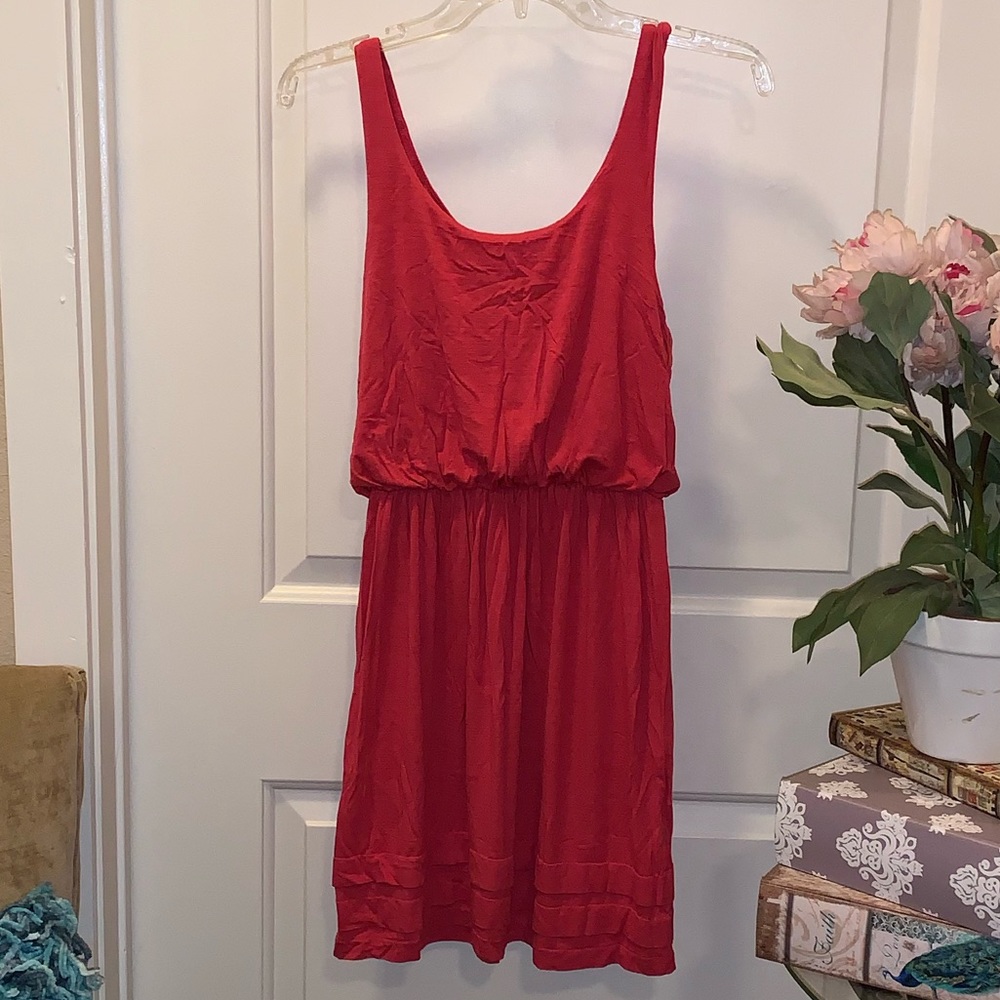 Lush Coral Tank Dress Ruched Waist